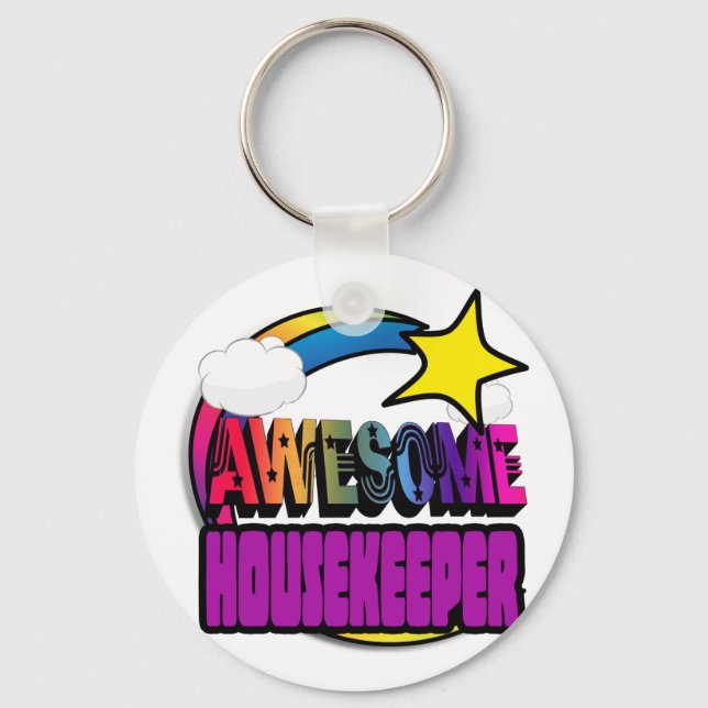 Shooting Star Rainbow Awesome Housekeeper Keychain (Front)