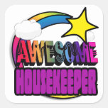 Shooting Star Rainbow Awesome Housekeeper Square Sticker