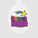 Shooting Star Rainbow Awesome Swimmer Ornament