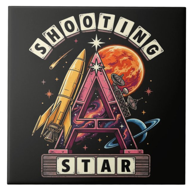 Shooting Star Space Ceramic Tile (Front)