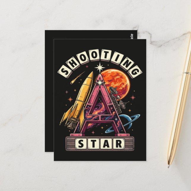 Shooting Star Space Postcard (Front/Back In Situ)