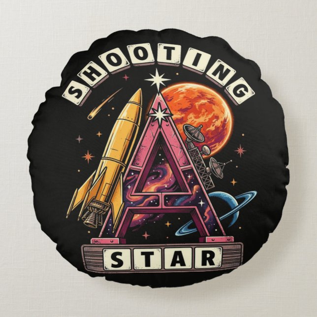Shooting Star Space Round Pillow (Front)