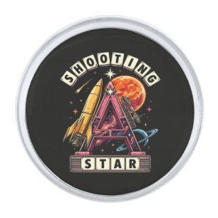 Shooting Star Space Silver Finish Lapel Pin