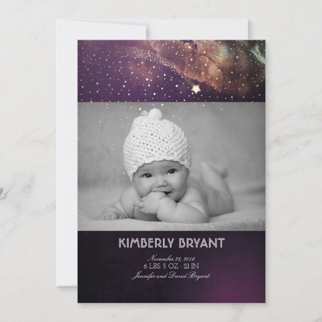 Shooting Star Starry Night Baby Photo Birth Announcement (Front)