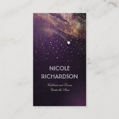 Shooting Star Starry Night Gold and Plum Modern Business Card
