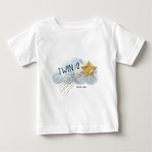 Shooting Star Twin 2nd Born Funny Baby Shower Baby T_Shirt