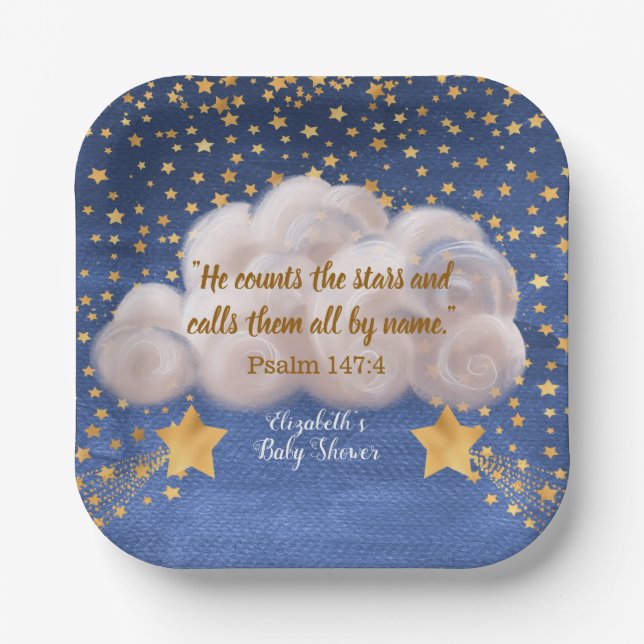 Shooting Star Twin Baby Shower  Paper Plates (Front)