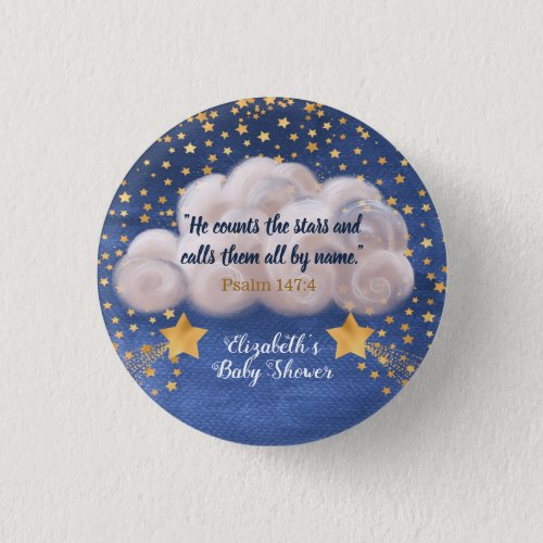 Shooting Star Twin Religious Baby Shower  Button