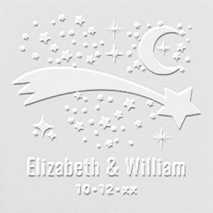 Shooting Star Wish Lucky Stars Moon Couple Wedding Embosser