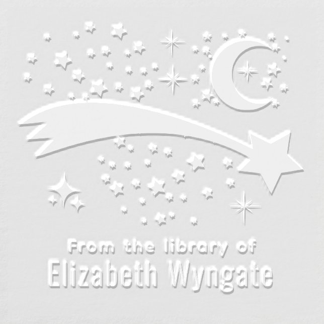 Shooting Star Wish Lucky Stars Moon Library Book Embosser (Design)