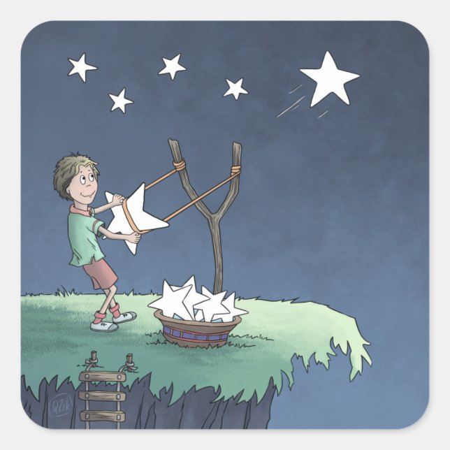 Shooting Stars - Creating Wishes  Square Sticker (Front)