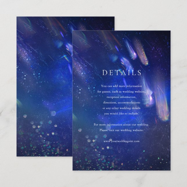 Shooting Stars Galaxy Wedding Details Card (Front/Back)