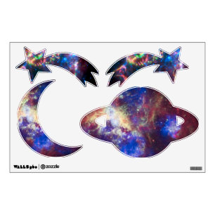 Shooting stars, moon and planets wall decal
