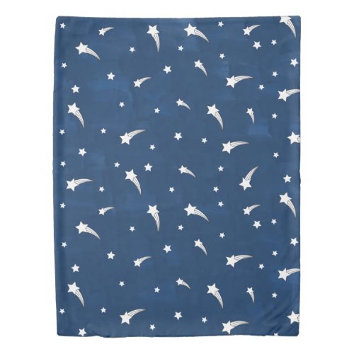 Shooting Stars Navy Blue Watercolor Duvet Cover