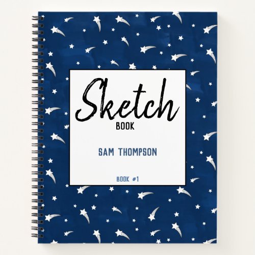Shooting Stars Navy Blue Watercolor Sketchbook Notebook