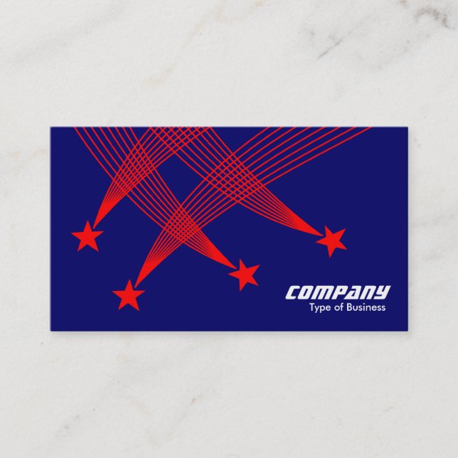 Shooting Stars - Red on Dark Blue 000066 Business Card (Front)