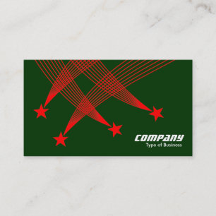 Shooting Stars - Red on Dark Green Business Card