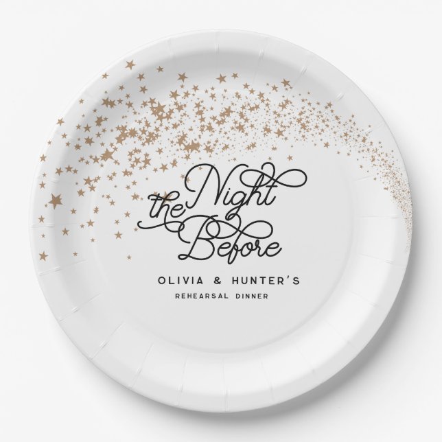 Shooting Stars The Night Before Rehearsal Dinner Paper Plates (Front)