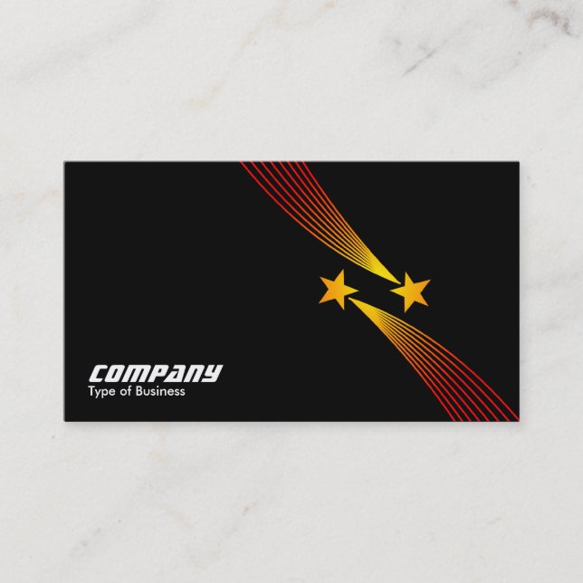 Shooting Stars v2 - Toned Yellow and Red on Black Business Card (Front)
