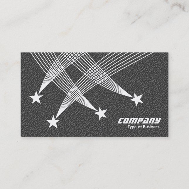 Shooting Stars - White on Gray Texture Business Card (Front)