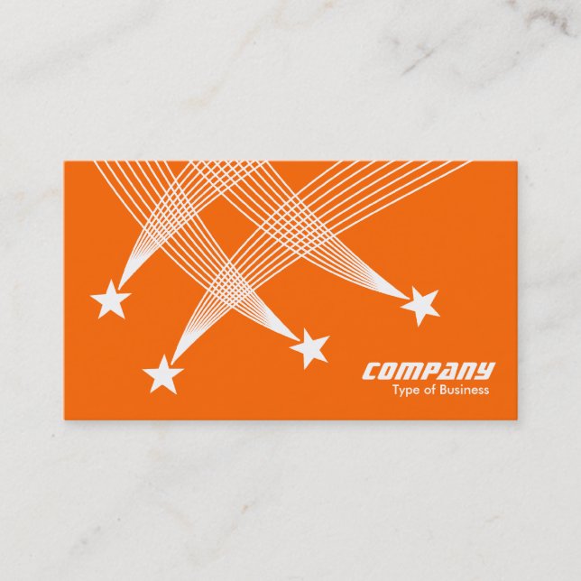 Shooting Stars - White on Orange FF6600 Business Card (Front)