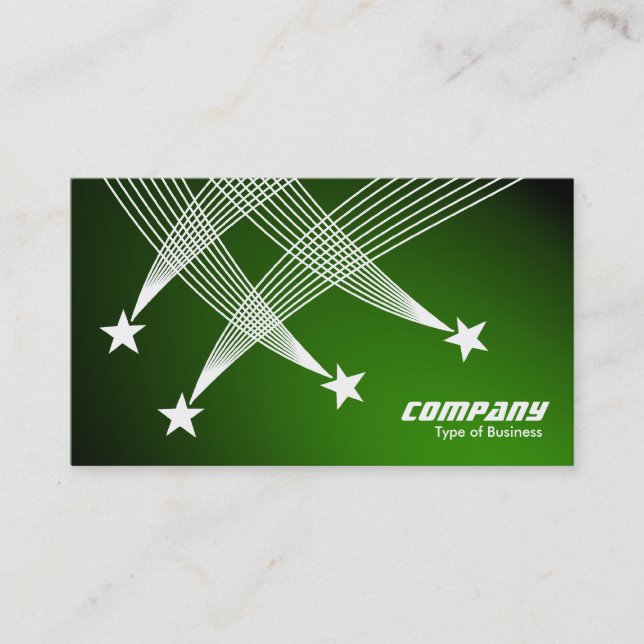 Shooting Stars - White on Spotlit Green Business Card (Front)
