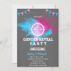 Shooting target gender reveal invitation