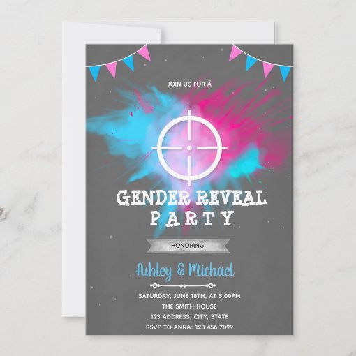 Shooting target gender reveal invitation Zazzle
