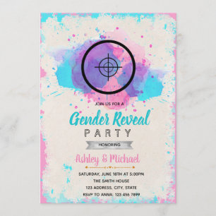 Shooting target gender reveal party invitation