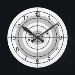Shooting Target Gun Lover Gift Round Clock<br><div class="desc">This design was created though digital art. It may be personalized in the area provide or customizing by choosing the click to customize further option and changing the name, initials or words. You may also change the text color and style or delete the text for an image only design. Contact...</div>
