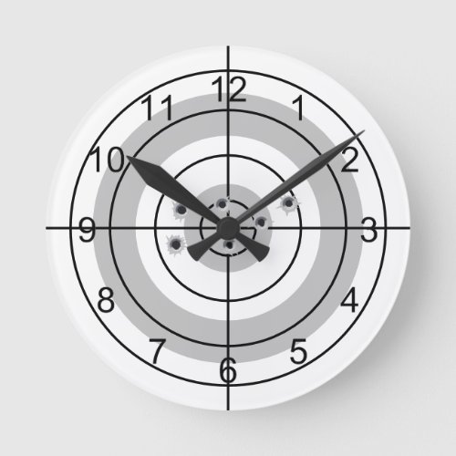 Shooting Target Gun Lover Gift Round Clock