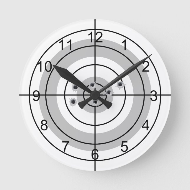 Shooting Target Gun Lover Gift Round Clock (Front)
