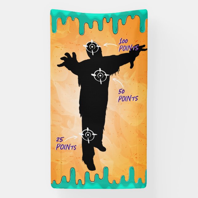 Shooting target Zombie Birthday  Party Banner (Vertical)