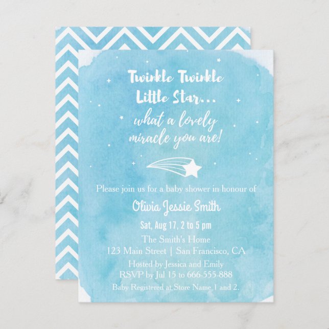 Shooting Twinkle Twinkle Little Star Baby Shower Invitation (Front/Back)