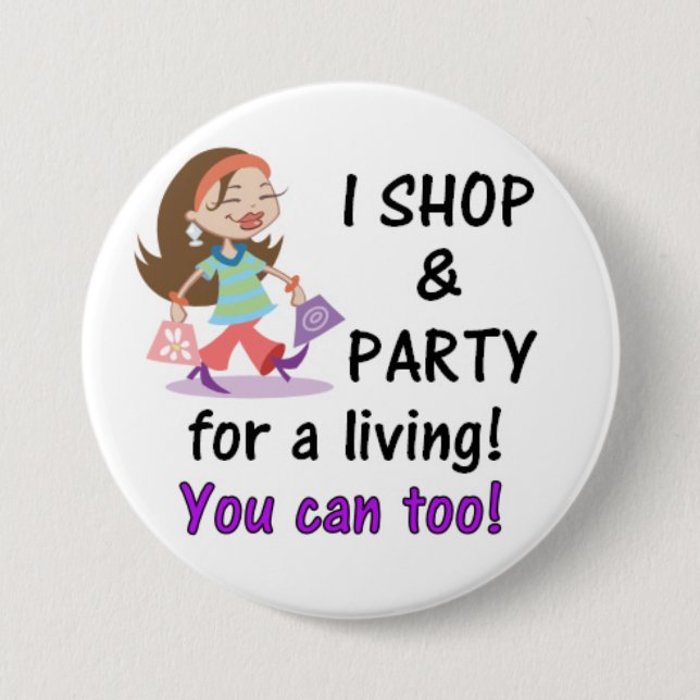 Shop and Party Pinback Button (Front)
