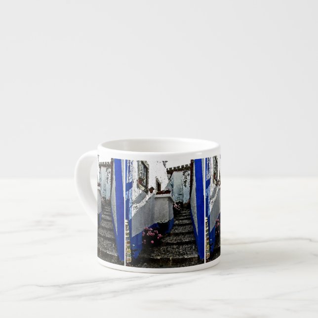 Shop and Steps in Obidos Portugal Espresso Cup (Front Left)