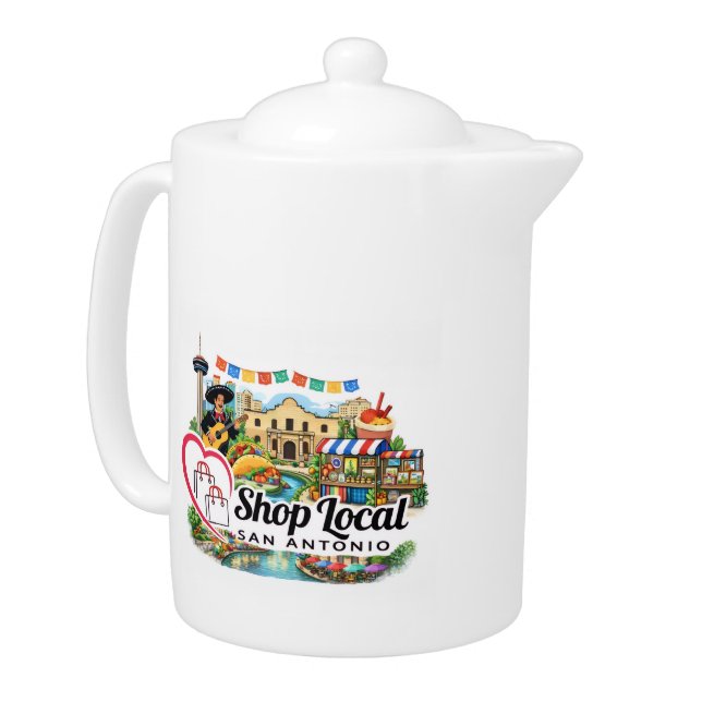 Shop Local San Antonio Teapot (Left)