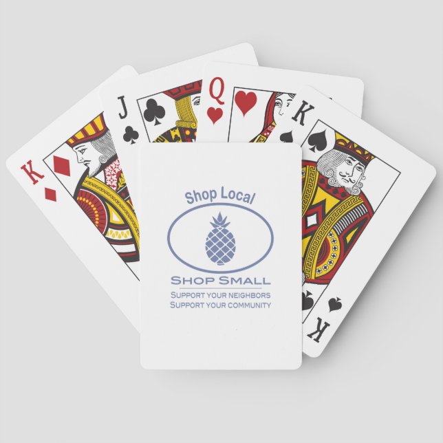 Shop Local, Shop Small blue pineapple Poker Cards (Back)