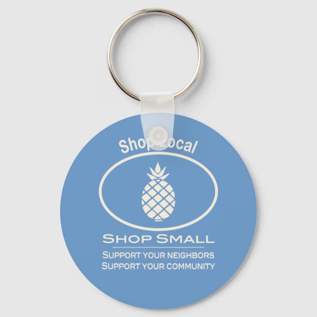 Shop Local, Shop Small cream pineapple Keychain (Front)