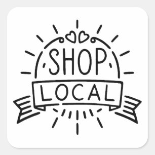 Shop local square sticker