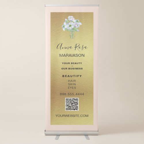  Shop LOGO QR Peach Gold Foil Store  Expo Retractable Banner