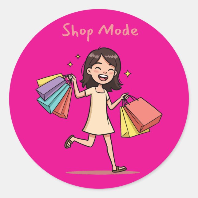 Shop Mode shopping lover Classic Round Sticker (Front)