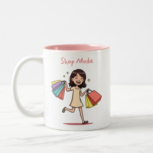 Shop Mode shopping lover Two-Tone Coffee Mug (Left)