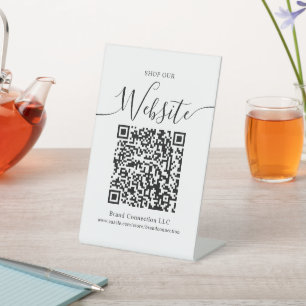 Shop our Website QR Code Business Company Name Pedestal Sign