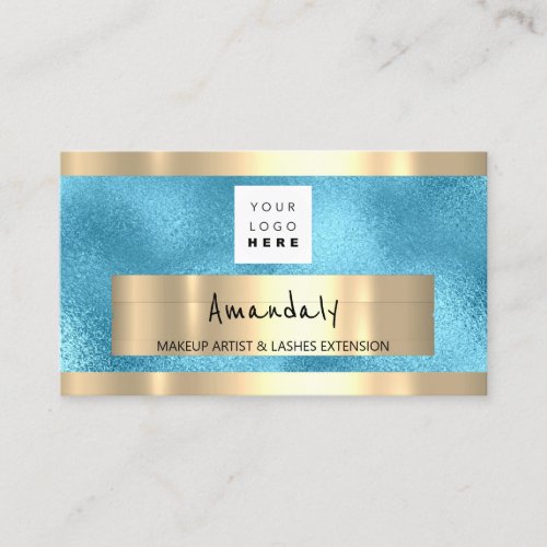 Shop QR CODE Logo Metallic Blue Business Card