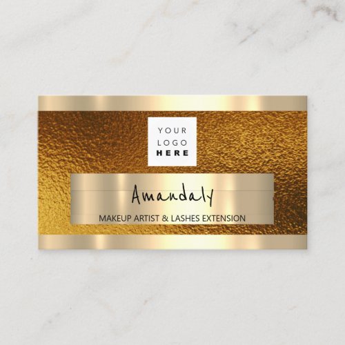  Shop QR CODE Logo Metallic Gold Business Card