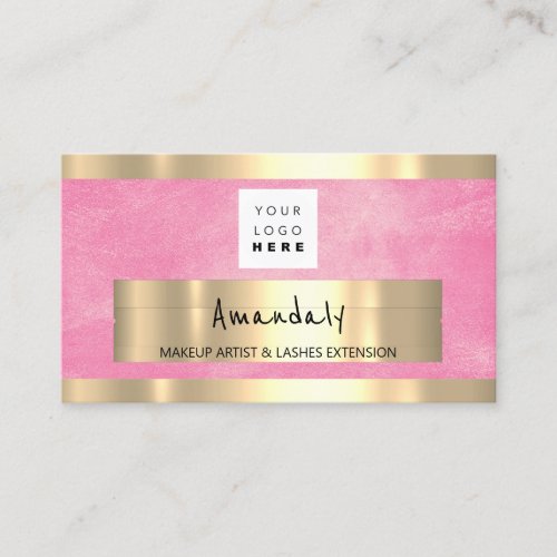  Shop QR CODE Logo Metallic Light Pink Business Card