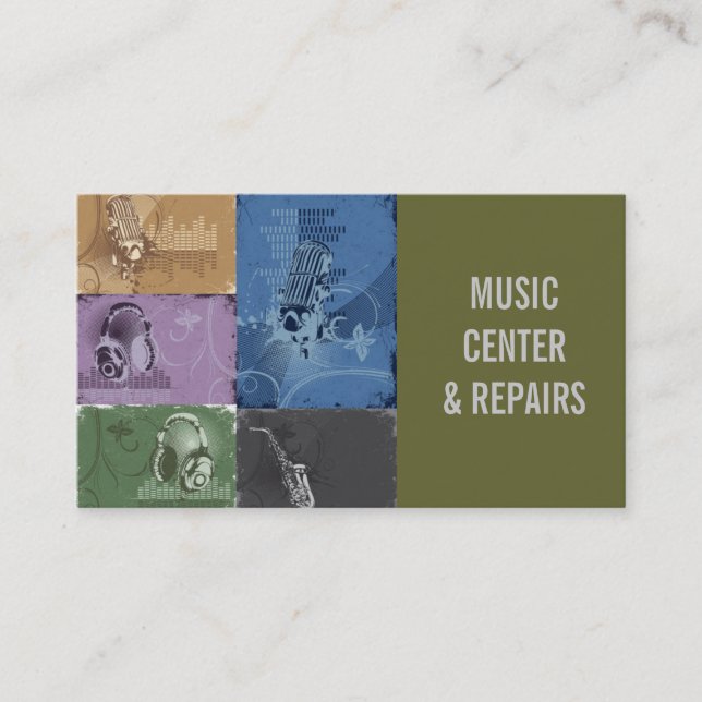 Shop Repair Music, Instrument Business Card (Front)