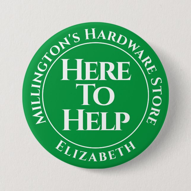 Shop Staff Here to Help Button Badge (Front)