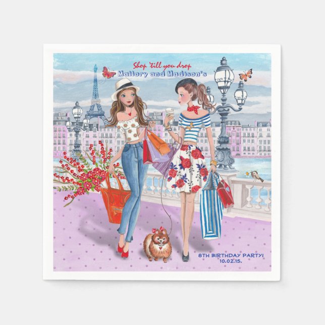 Shop 'til you drop |Birthday Party | Paper Napkins (Front)